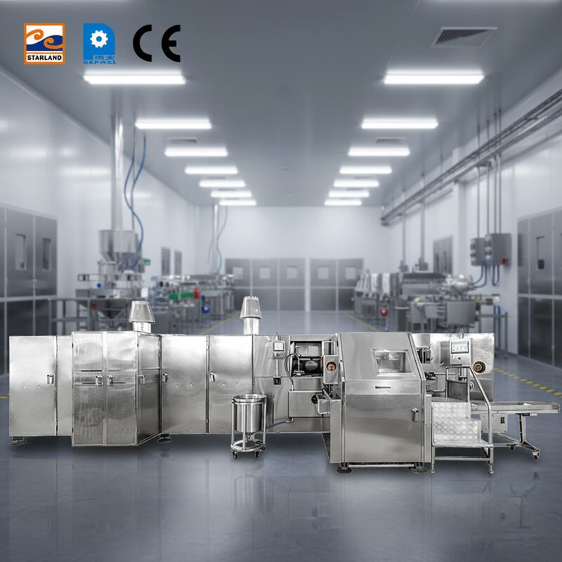 Линия сборки для производства вафельных конусов Barquillo, разработанная для производства вафельных конусов Barquillo, обеспечивающая высокую производительность и эксплуатацию