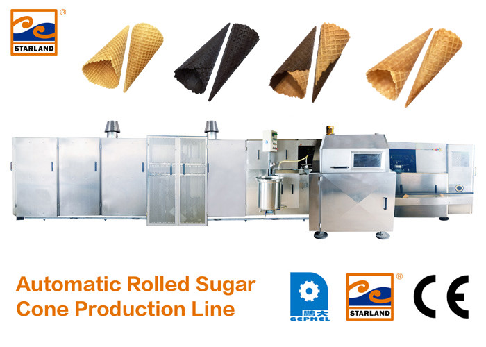 Аттестованная КЭ автоматическая производственная линия конуса сахара с быстрым нагревающ вверх печь, конус Продуктио мороженого 63 печь плит